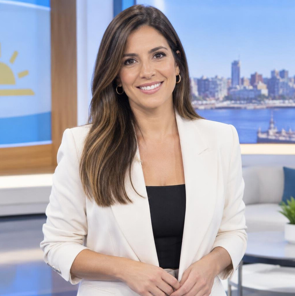 Uruguayan television host smiling in a TV studio